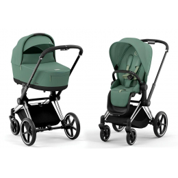 Коляска 2 в 1 Cybex Priam IV шасси Chrome Black, Leaf Green (Зеленый)