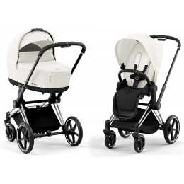 Коляска 2 в 1 Cybex Priam IV шасси Chrome Black, Off White (Белый)