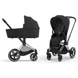 Коляска 2 в 1 Cybex Priam IV шасси Chrome Black, Sepia Black (Черный)